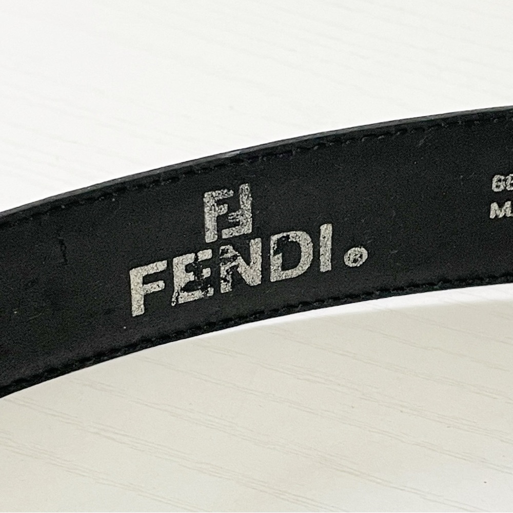 Fendi black leather silver buckle unisex vintage belt - Picture 10 of 11